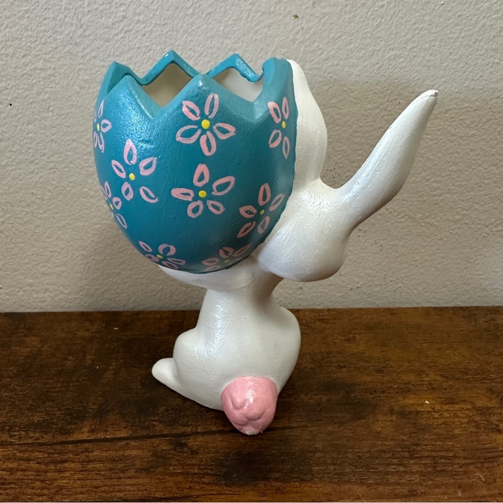 Vintage 1970s Ceramic Easter Bunny Planter Figurine – Hand-Painted Kitsch - Picture 3 of 7